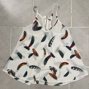 a'gaci Multicolor Feather Print Camisole